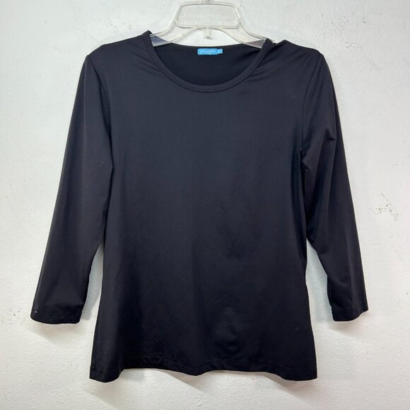 J.McLaughlin Womens Catalina Cloth black medium Classic Signature 3/4 Sleeve Top - Picture 2 of 11